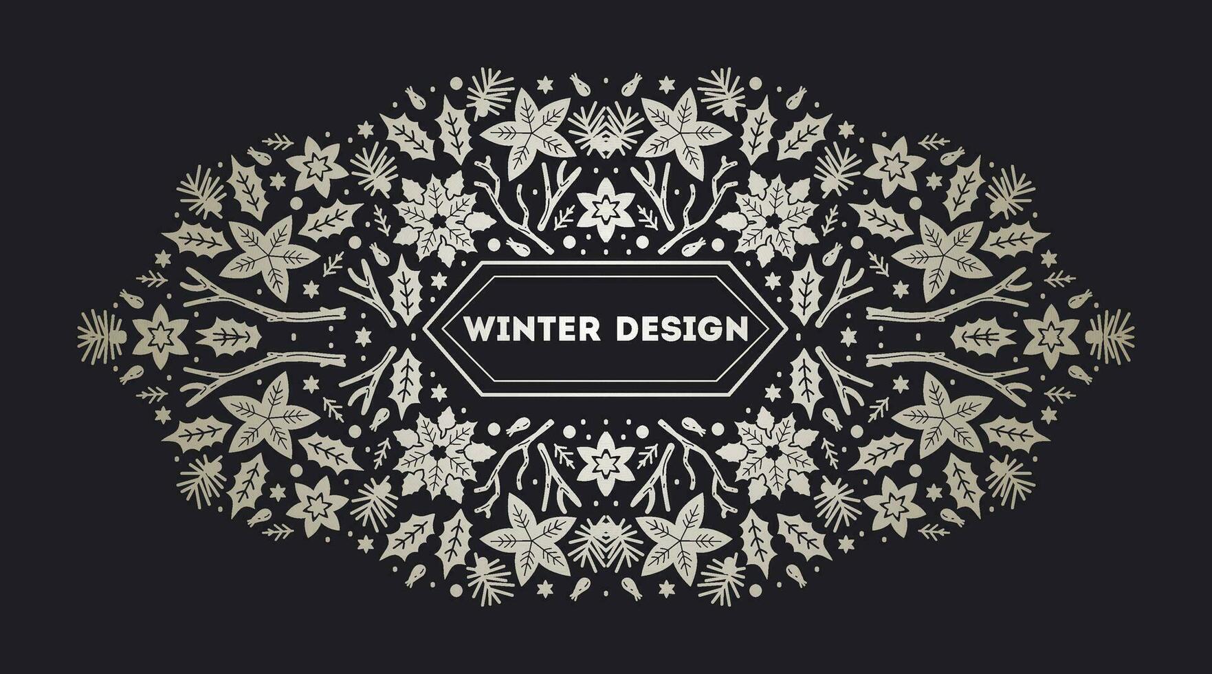 Luxury Christmas frame, abstract sketch winter design templates for package vector