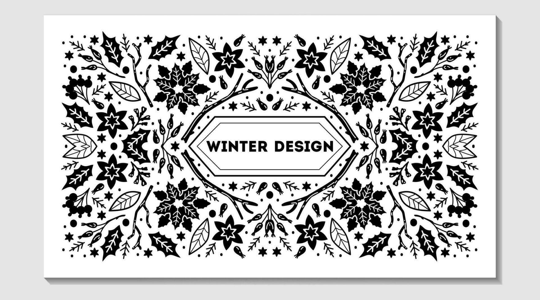 Luxury Christmas frame, abstract sketch winter design templates for package vector