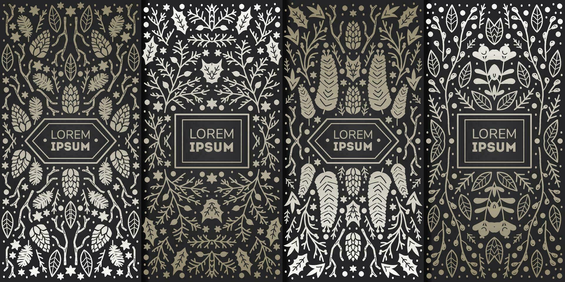 Luxury Christmas frame, abstract sketch winter design templates for package vector