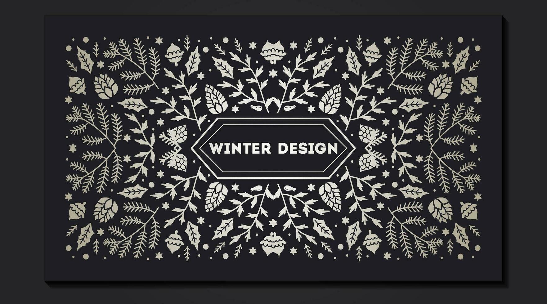 Luxury Christmas frame, abstract sketch winter design templates for package vector