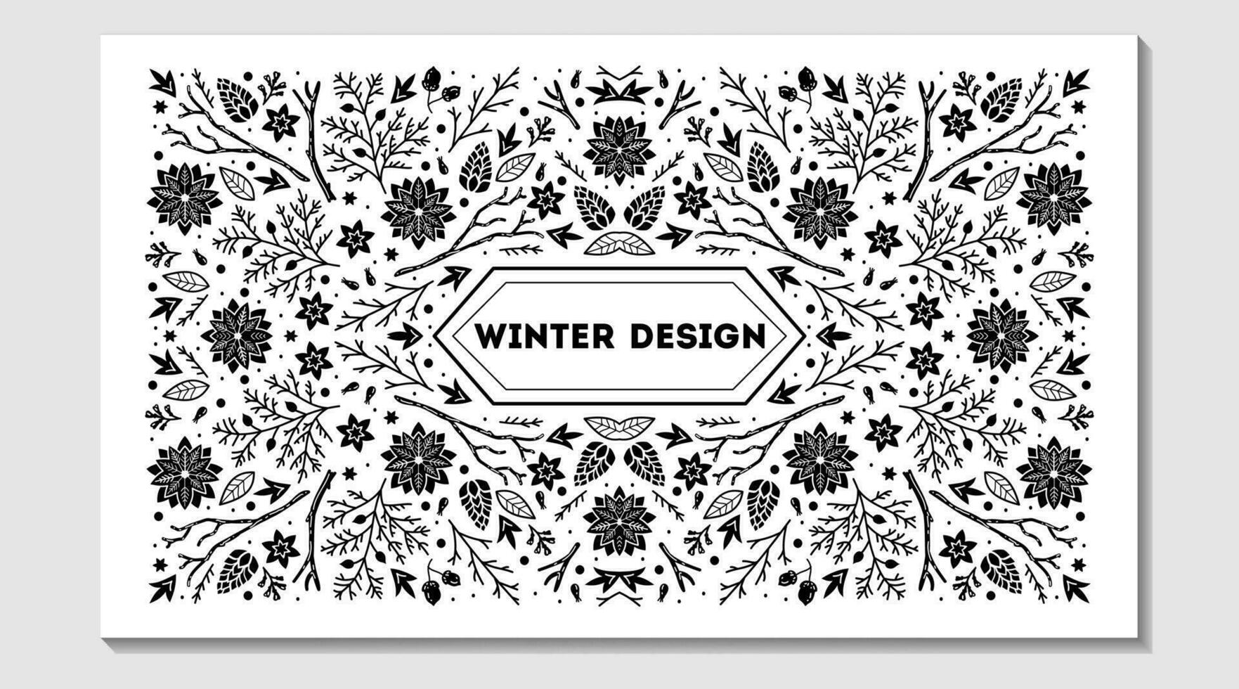 Luxury Christmas frame, abstract sketch winter design templates for package vector