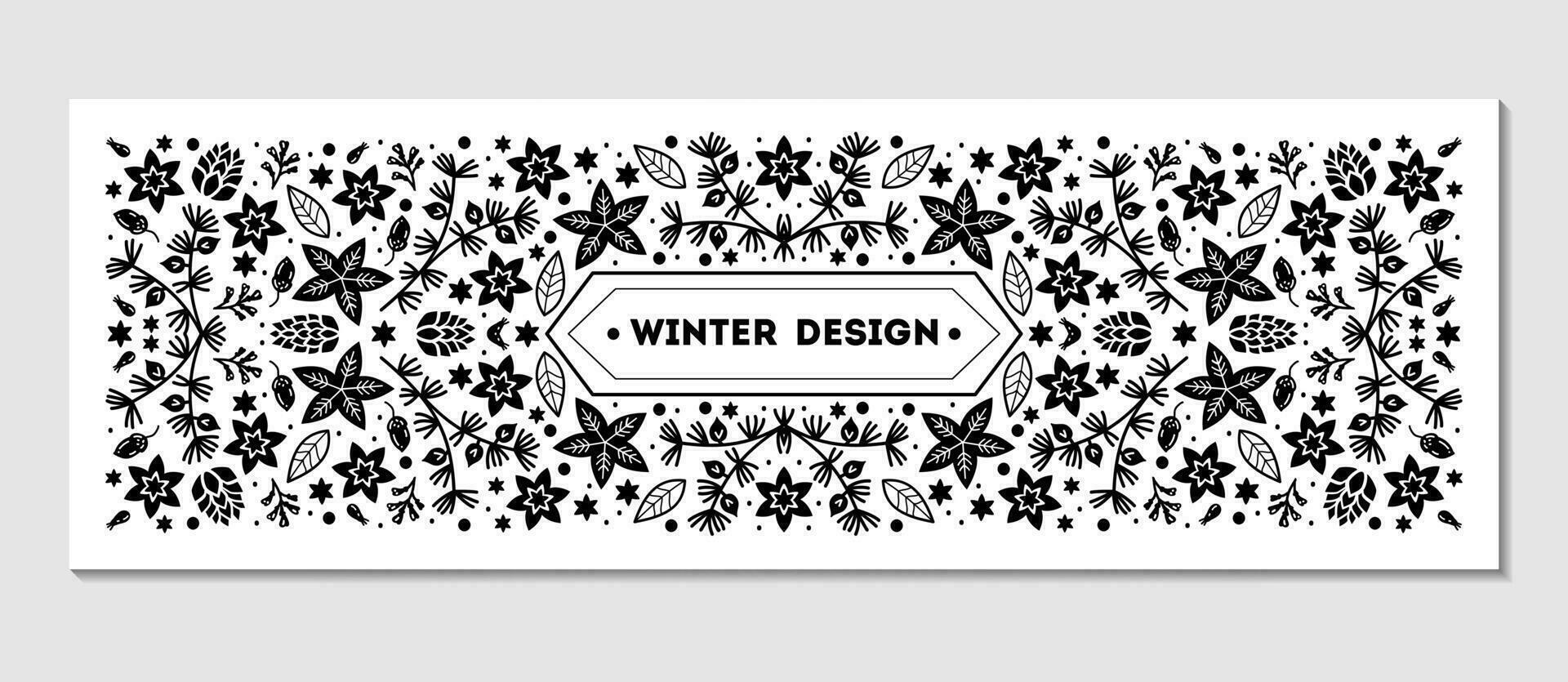 Luxury Christmas frame, abstract sketch winter design templates for package vector