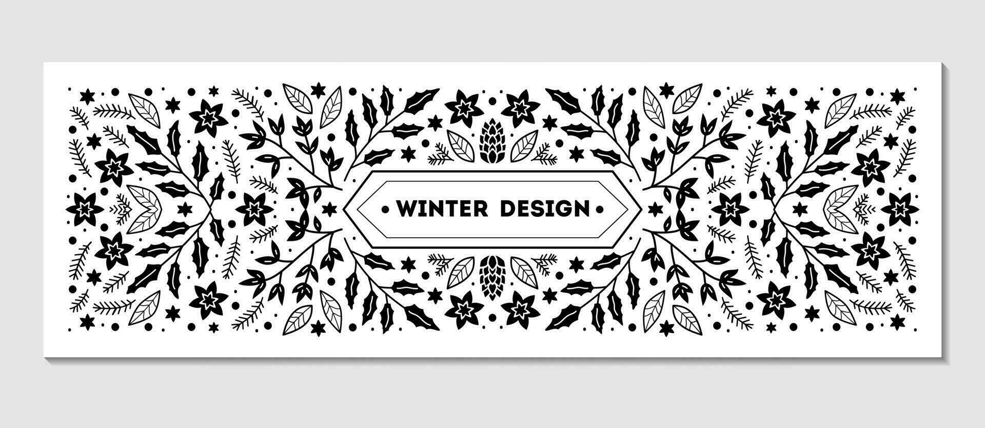 Luxury Christmas frame, abstract sketch winter design templates for package vector