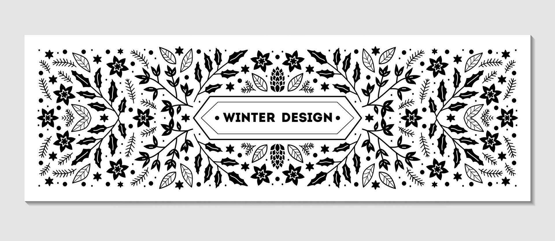 Luxury Christmas frame, abstract sketch winter design templates for package vector