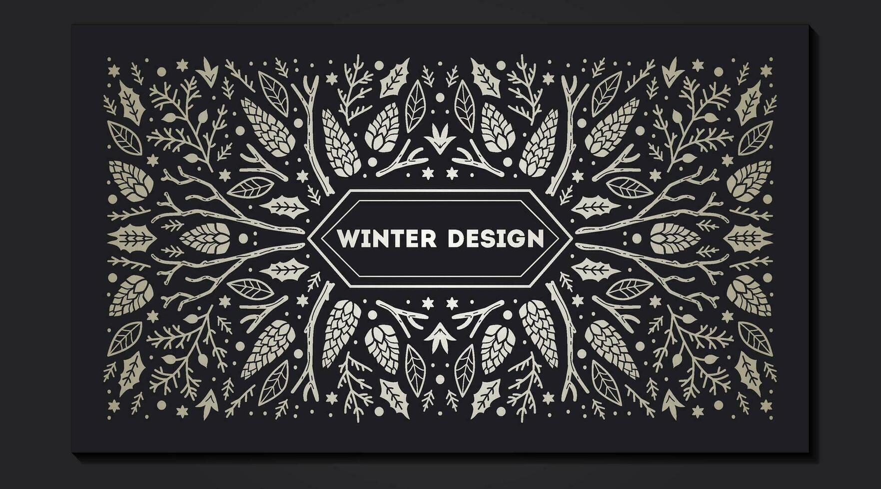 Luxury Christmas frame, abstract sketch winter design templates for package vector