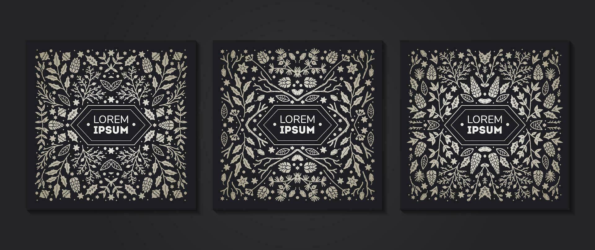 Luxury Christmas frame, abstract sketch winter design templates for package vector