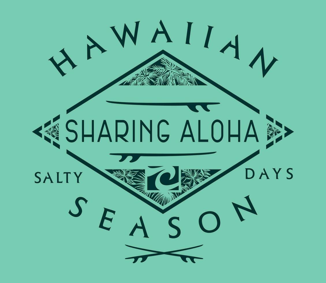 Vector emblem illustration, in surf wear style, art alluding to Hawaii. Editable design for printing on t-shirts, posters, etc.