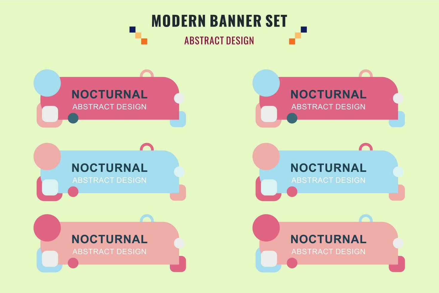 Modern abstract vector banner set. Flat geometric shape with different colors and different style. Template for web or print design, ready to use.