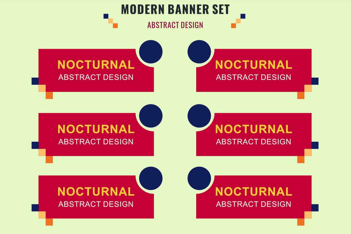 Modern abstract vector banner set. Flat geometric shape with different colors and different style. Template for web or print design, ready to use.