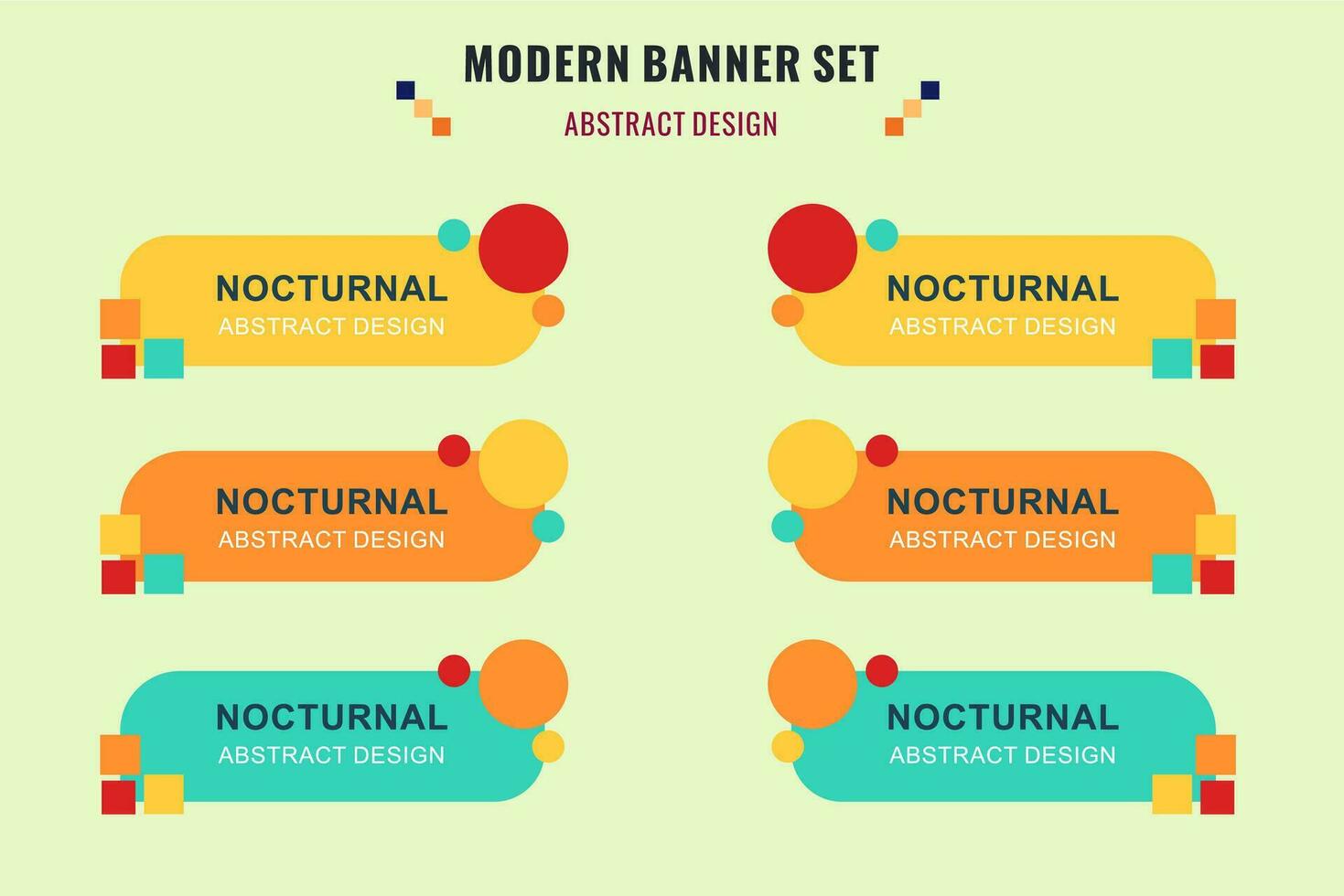 Modern abstract vector banner set. Flat geometric shape with different colors and different style. Template for web or print design, ready to use.