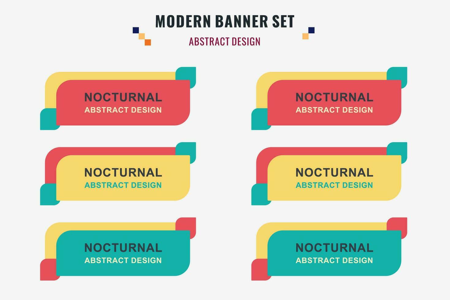 Modern abstract vector banner set. Flat geometric shape with different colors and different style. Template for web or print design, ready to use.