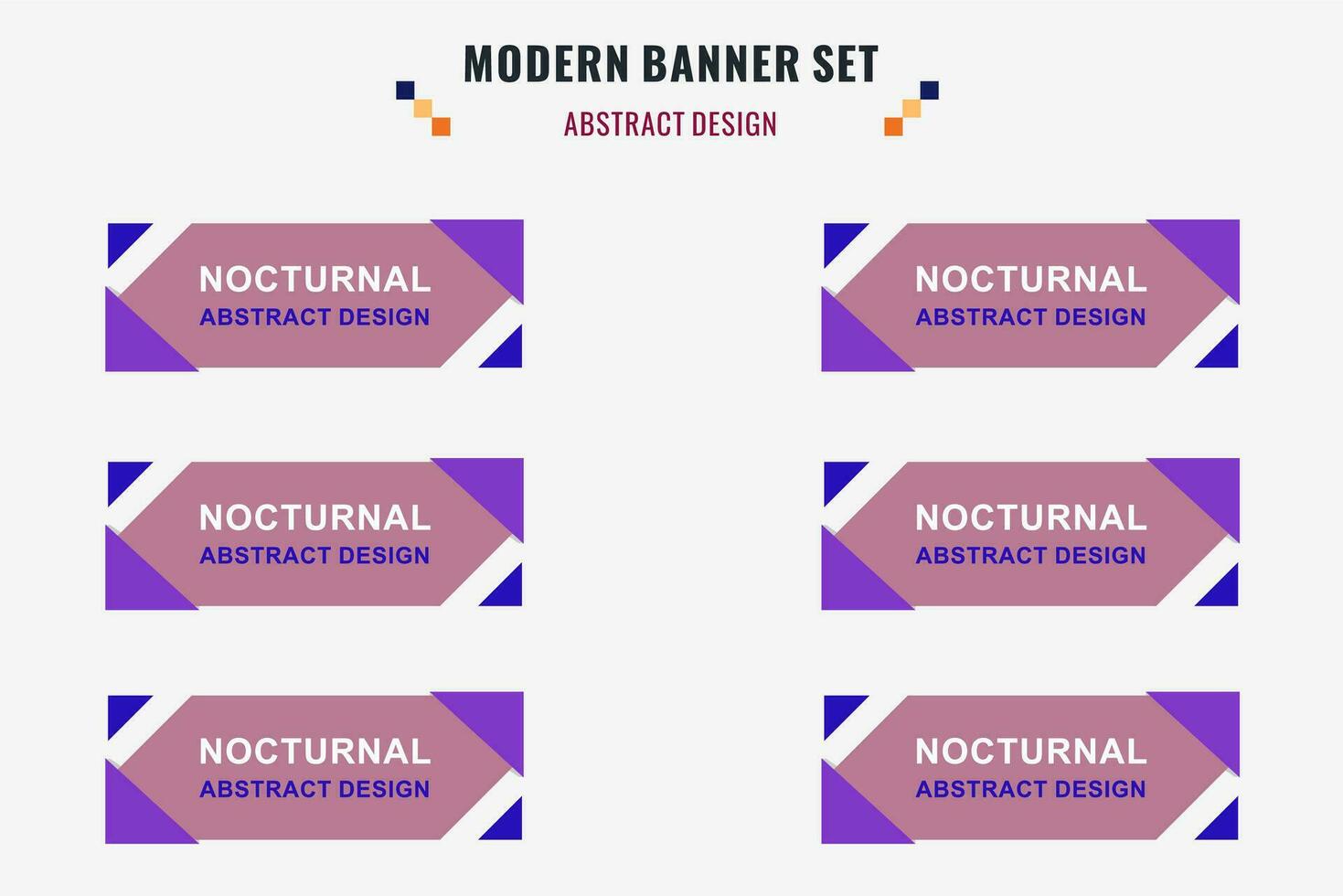 Modern abstract vector banner set. Flat geometric shape with different colors and different style. Template for web or print design, ready to use.