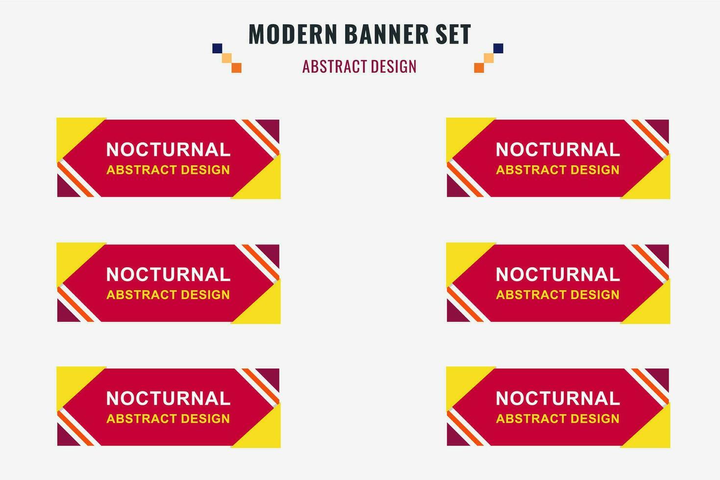 Modern abstract vector banner set. Flat geometric shape with different colors and different style. Template for web or print design, ready to use.