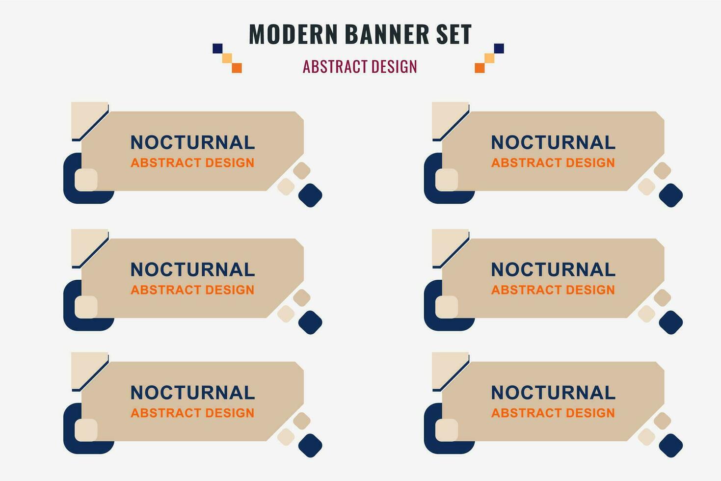 Modern abstract vector banner set. Flat geometric shape with different colors and different style. Template for web or print design, ready to use.