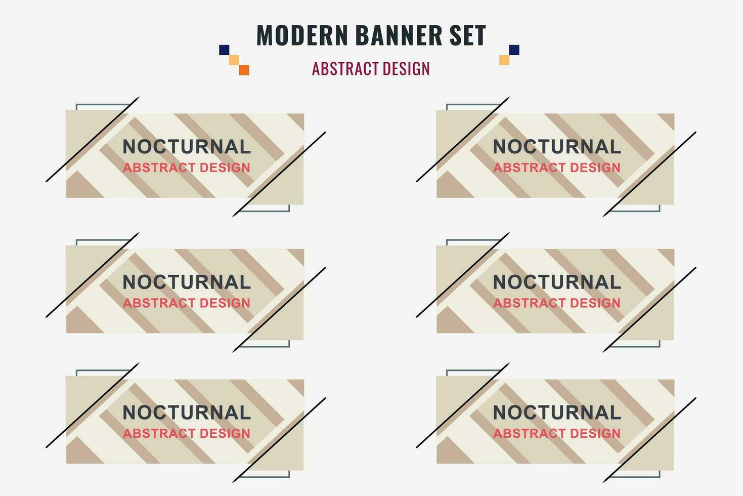 Modern abstract vector banner set. Flat geometric shape with different colors and different style. Template for web or print design, ready to use.
