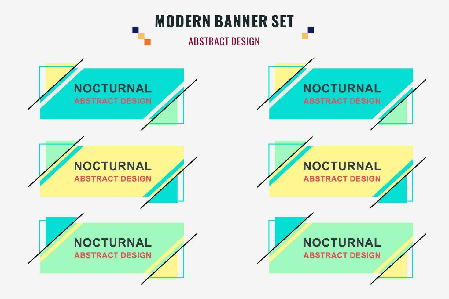 Modern abstract vector banner set. Flat geometric shape with different colors and different style. Template for web or print design, ready to use.