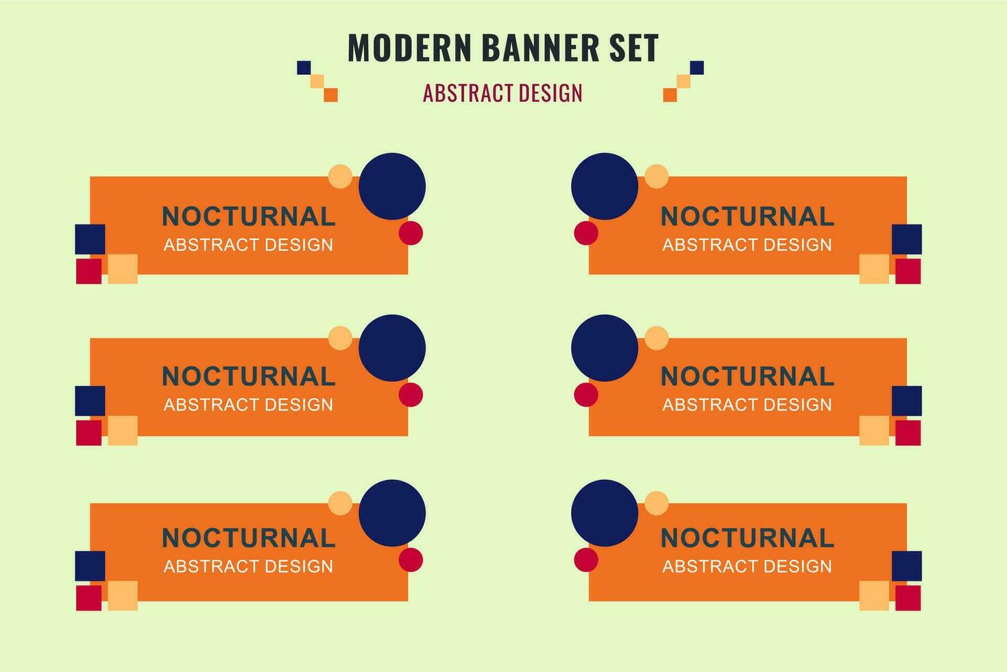 Modern abstract vector banner set. Flat geometric shape with different colors and different style. Template for web or print design, ready to use.