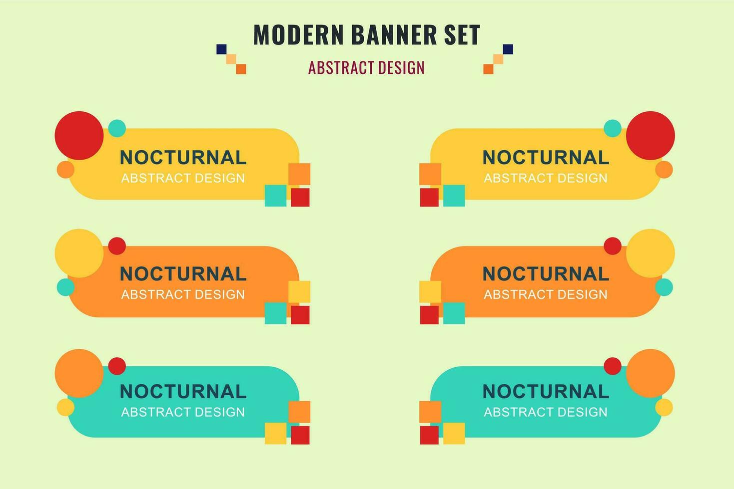 Modern abstract vector banner set. Flat geometric shape with different colors and different style. Template for web or print design, ready to use.