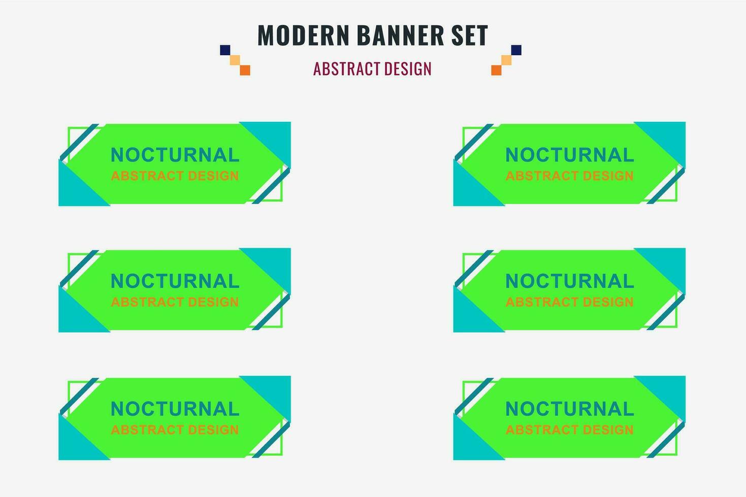 Modern abstract vector banner set. Flat geometric shape with different colors and different style. Template for web or print design, ready to use.