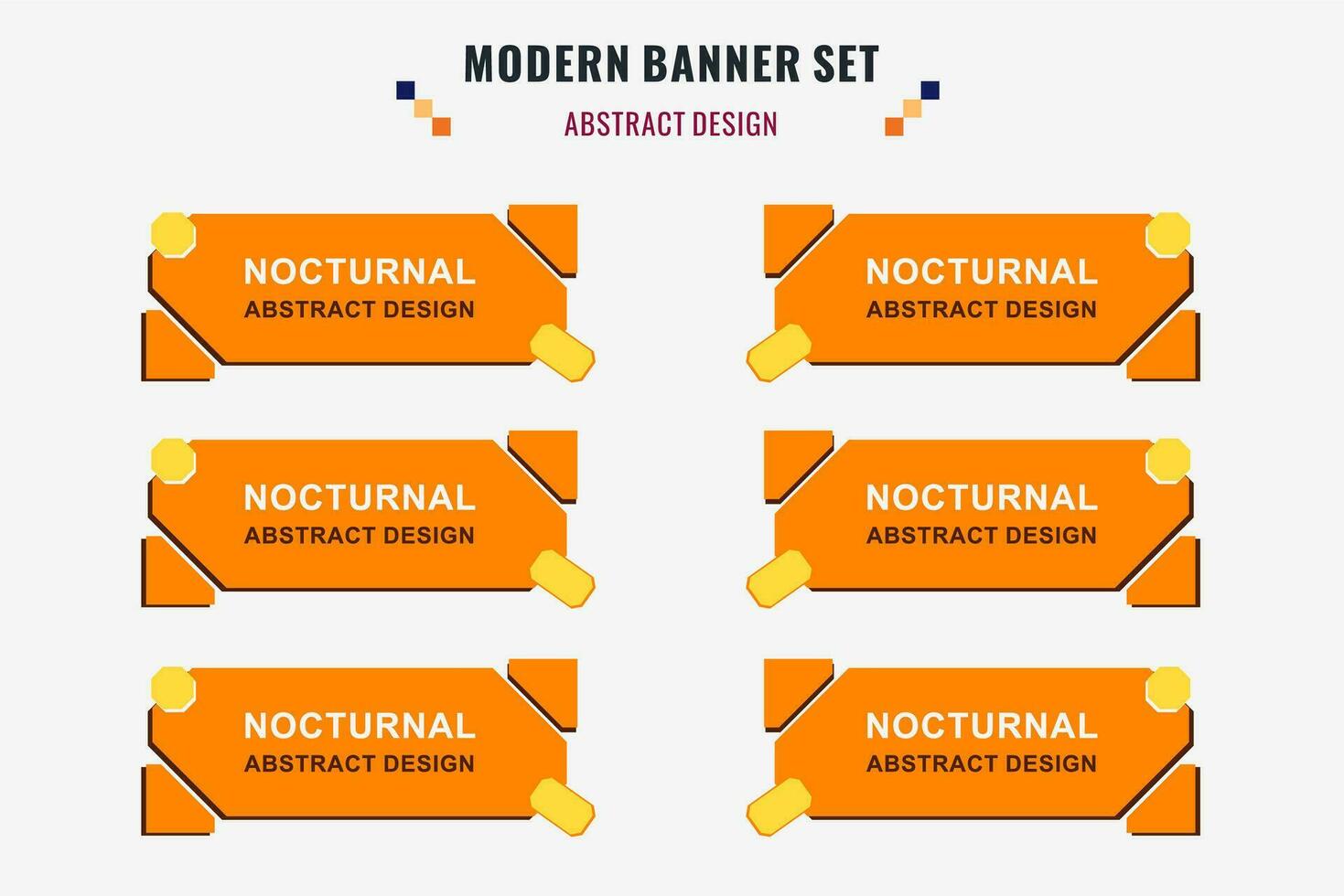 Modern abstract vector banner set. Flat geometric shape with different colors and different style. Template for web or print design, ready to use.