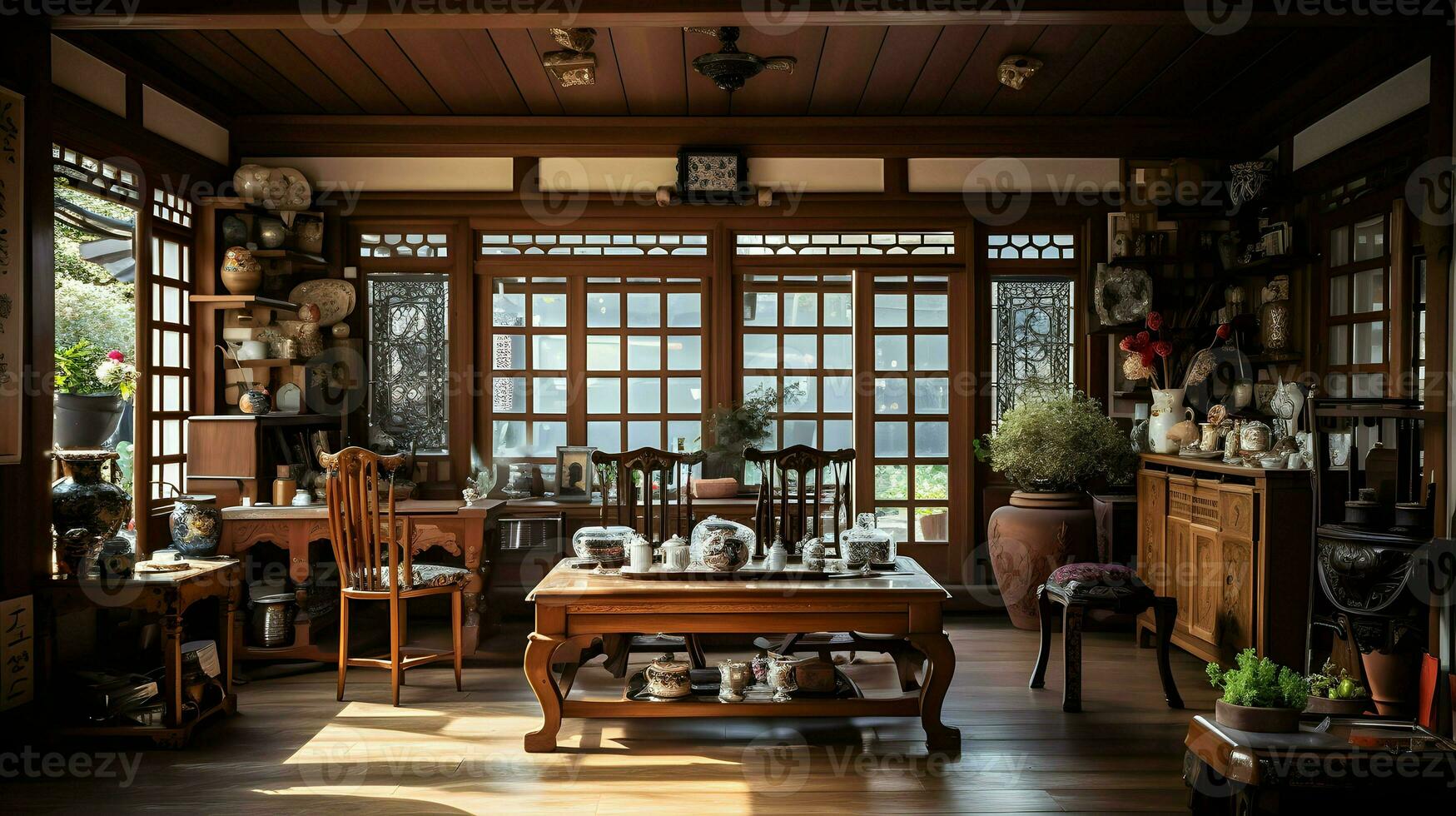 Beautiful Interior design, room background wallpaper, Generative AI photo