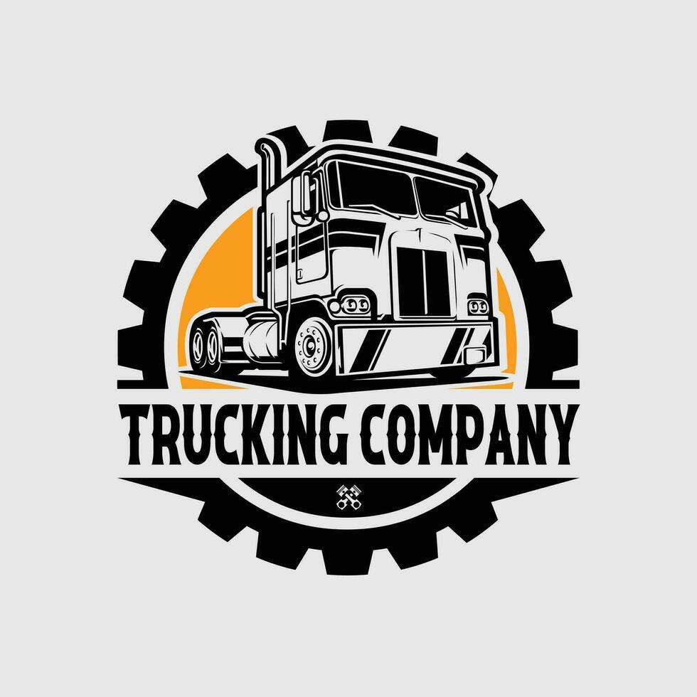 Trucking Company Circle Emblem Vector Logo Template Set Isolated