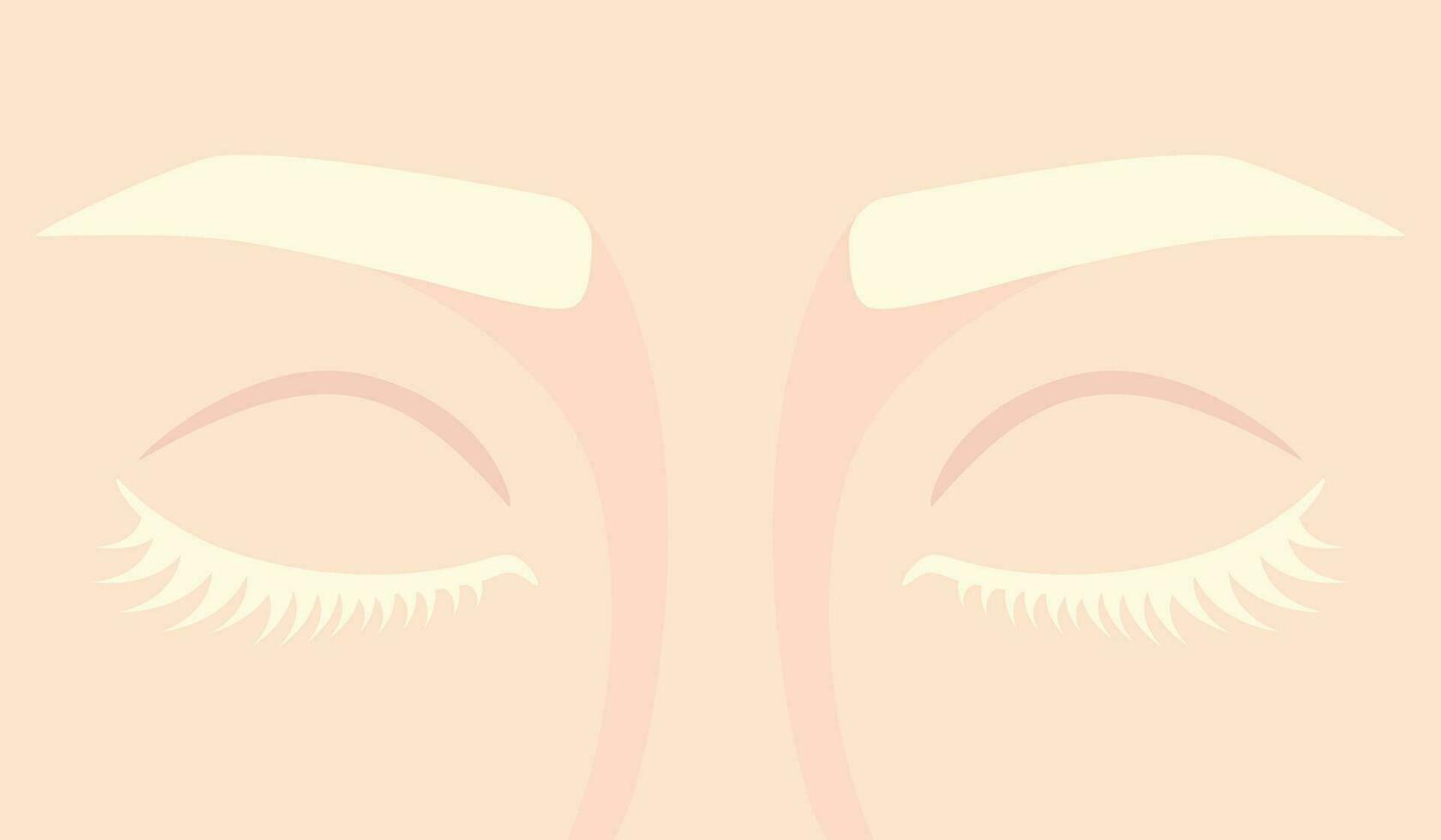 Albino woman eyes closed. Closed eyes with lashes and eyebrows. Vector illustration