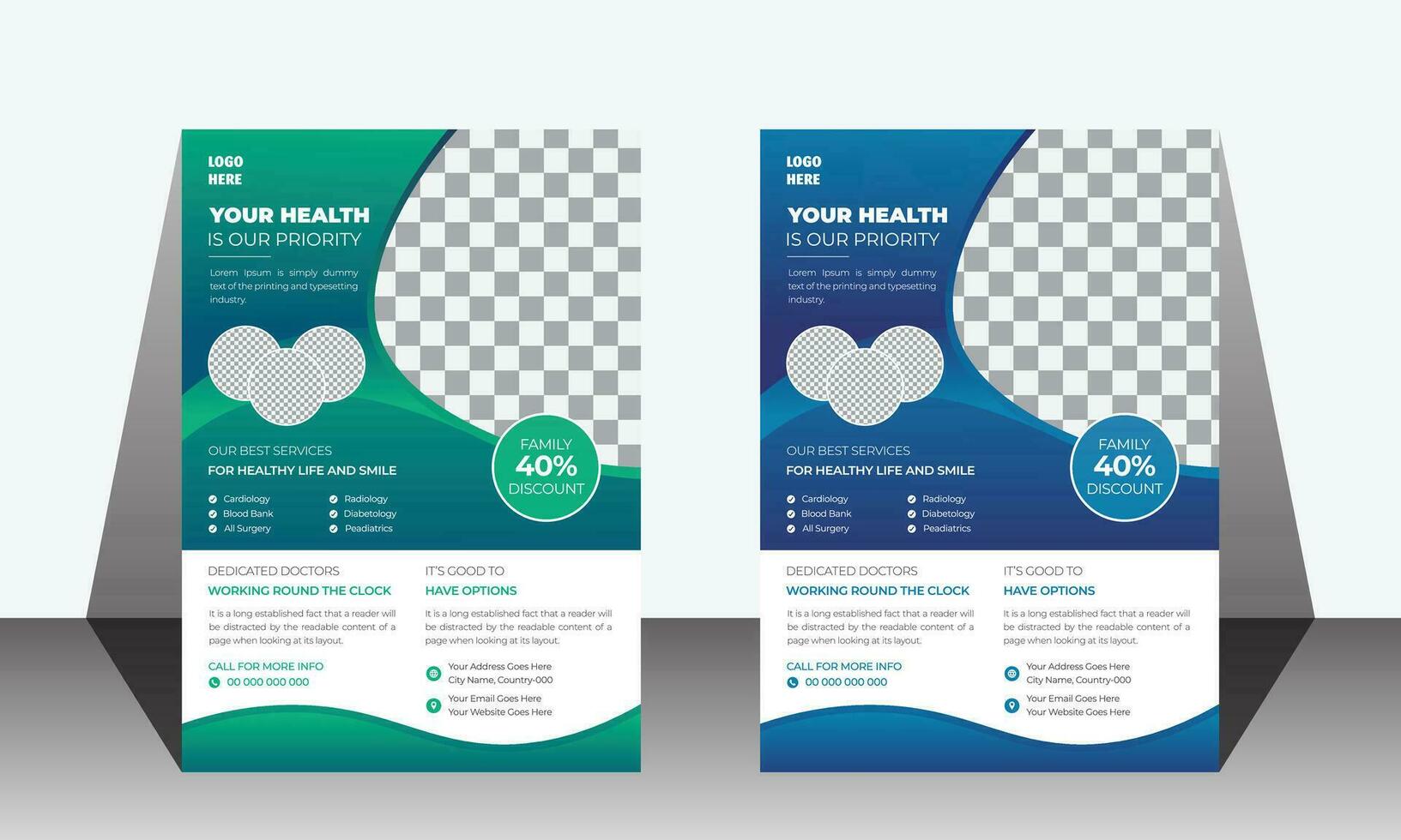 Modern and professional healthcare flyer design for hospital or medical institute vector