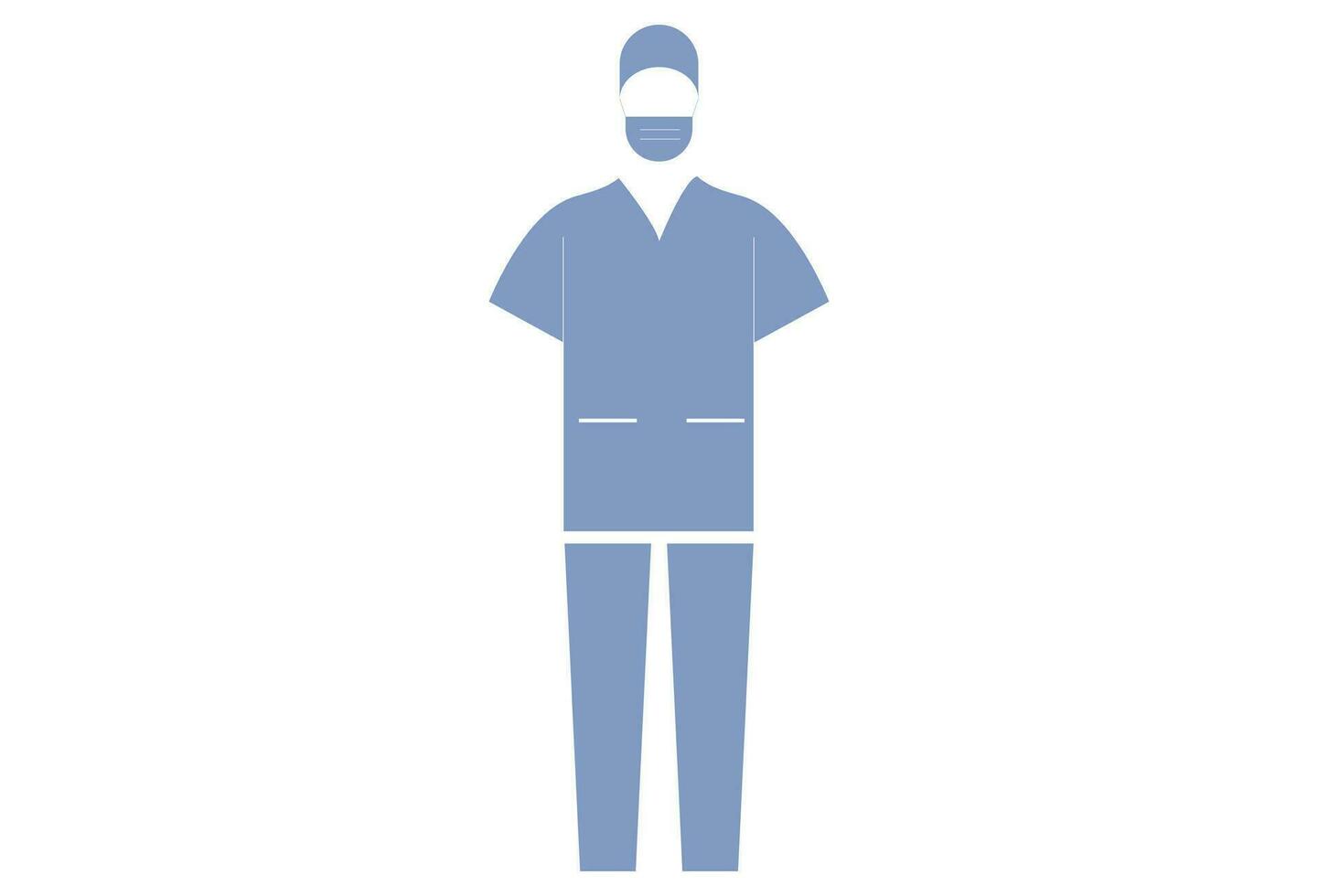 nurse uniform,  typically consists of a scrub top and pants in solid colors such as blue, green, or pink.  nurses may wear comfortable and supportive shoes for long hours of standing and walking. vector