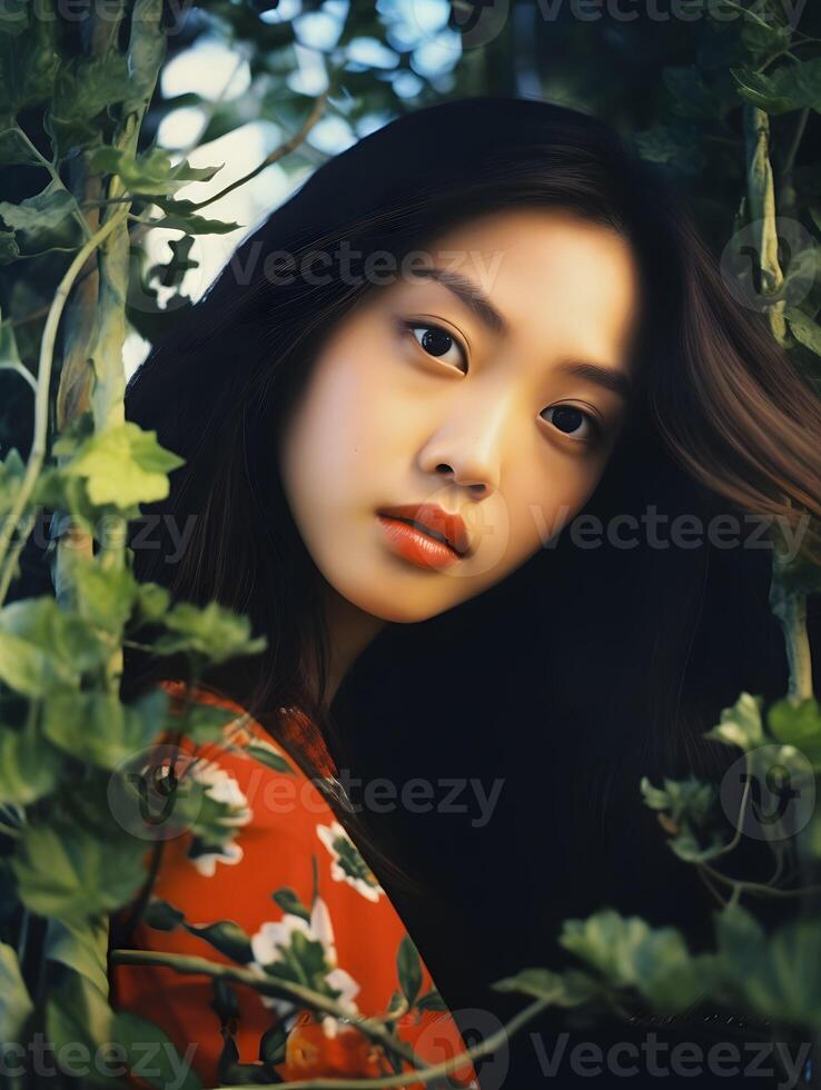 Beautiful young Asian woman portrait, cute girl wallpaper background photo, photo