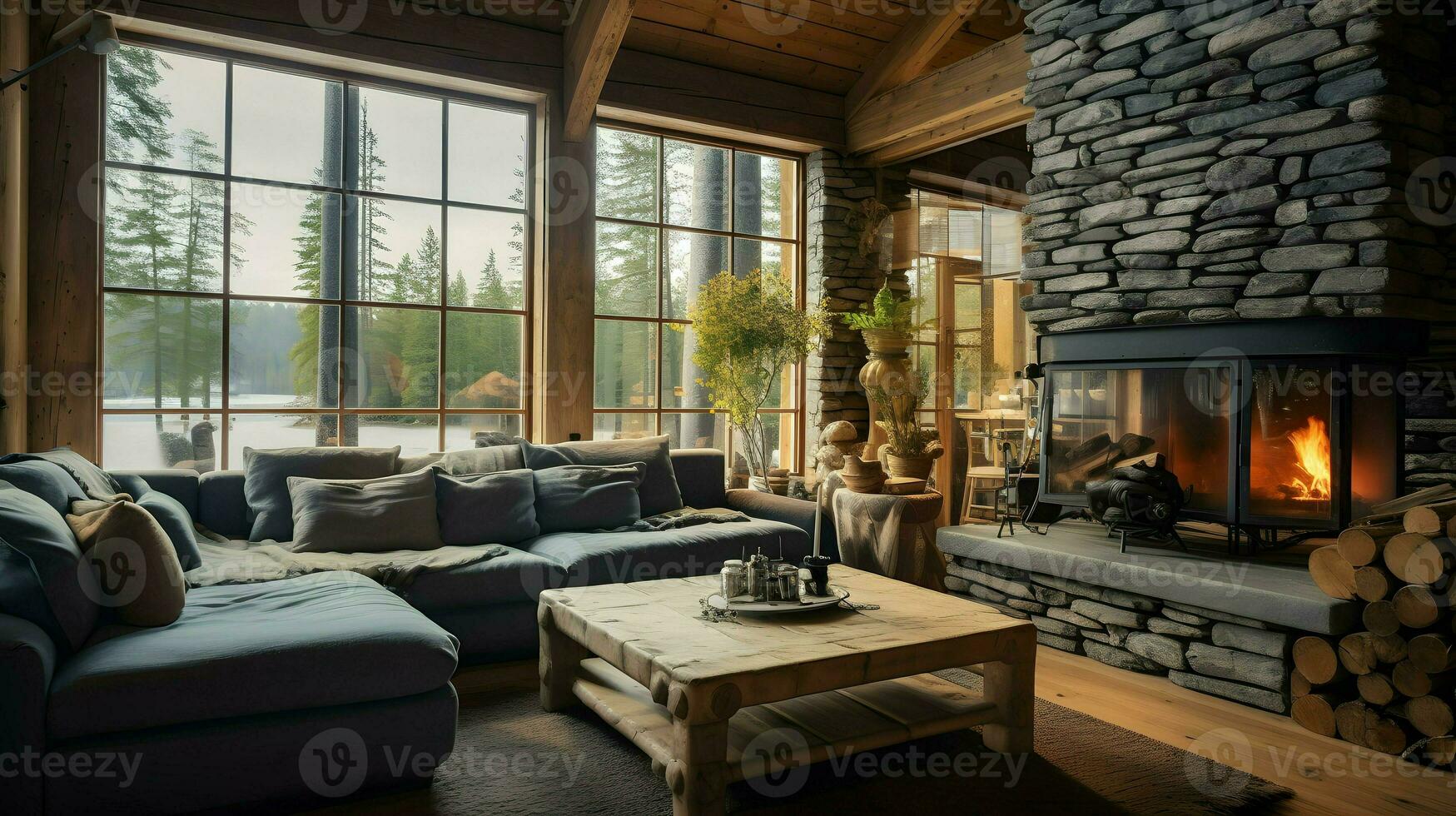 Beautiful Interior design, room background wallpaper, Generative AI photo