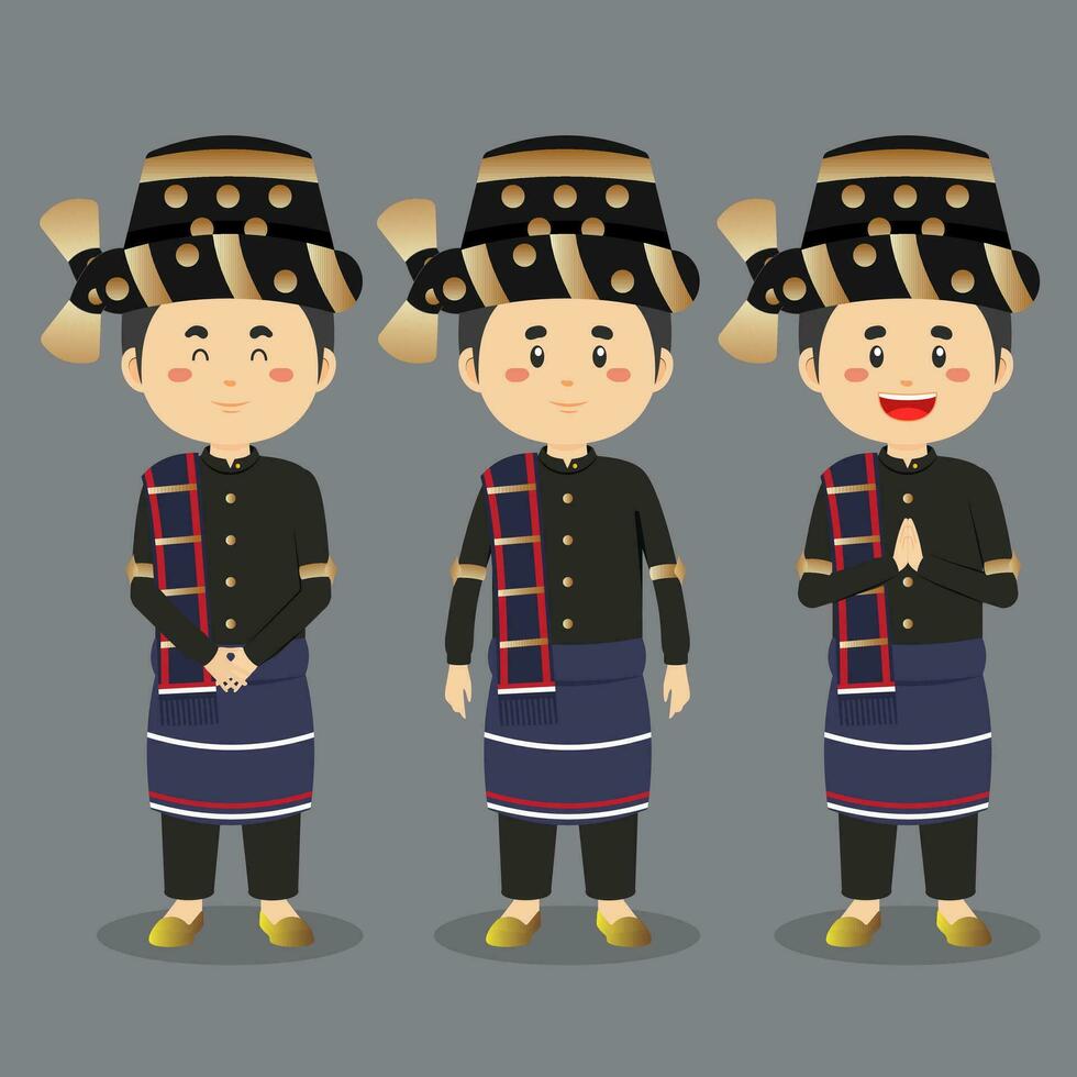 North Sumatra Indonesian Character with Various Expression vector