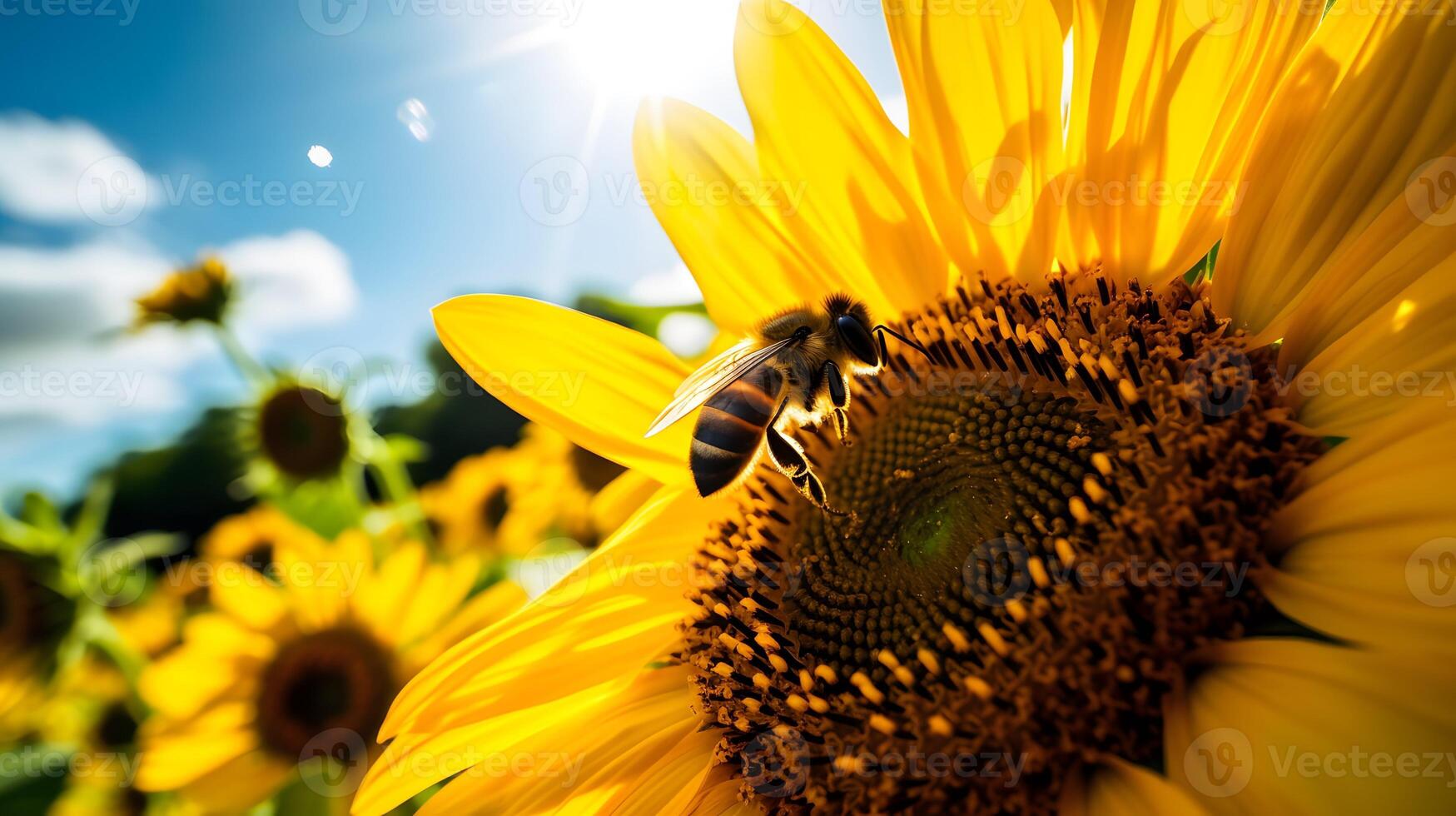 Bee or honeybee, honey comb, background, photo