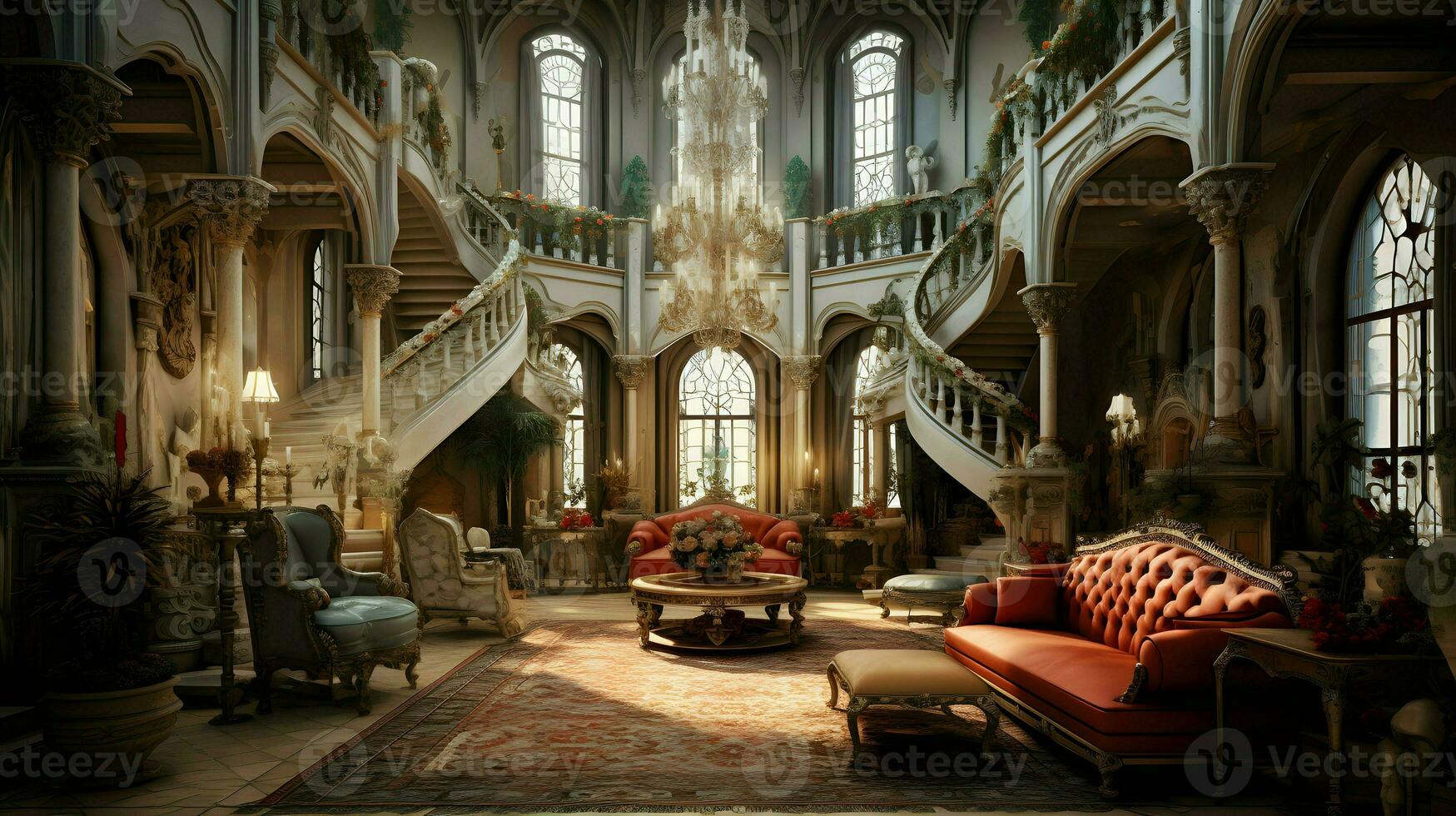 Beautiful Interior design, room background wallpaper, Generative AI photo