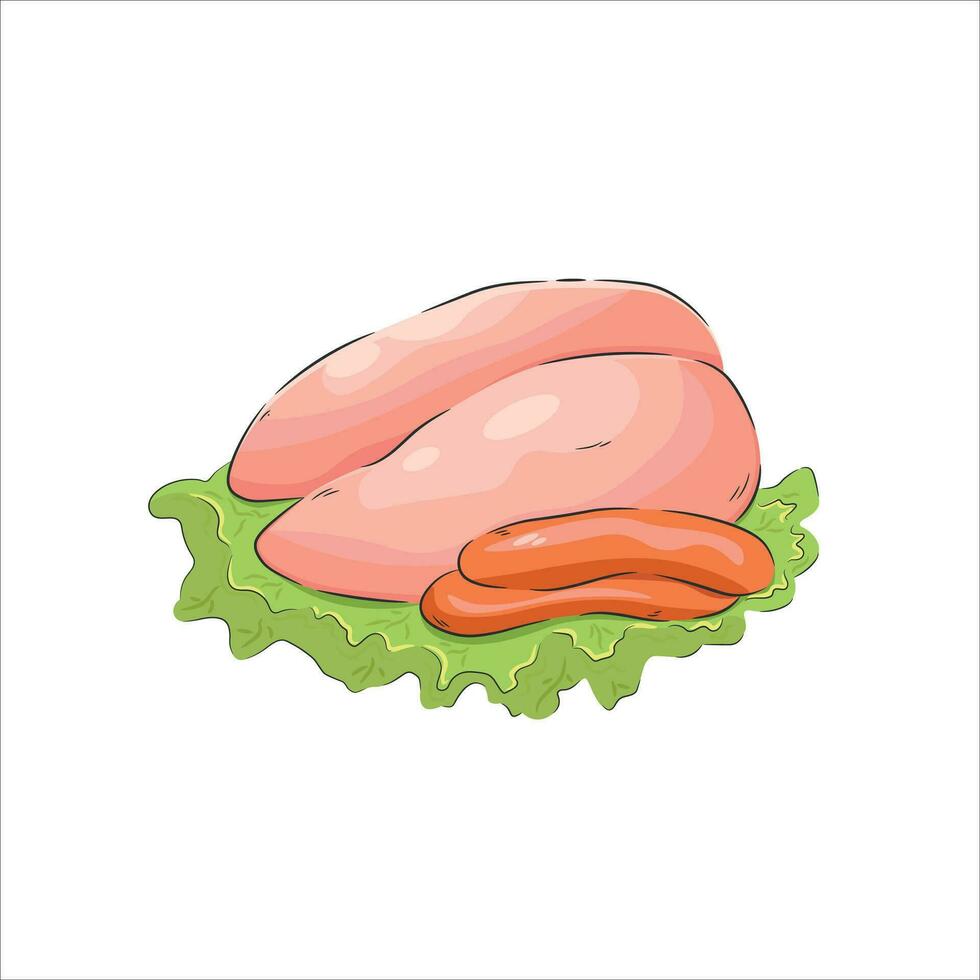 chicken breast in a plate vector