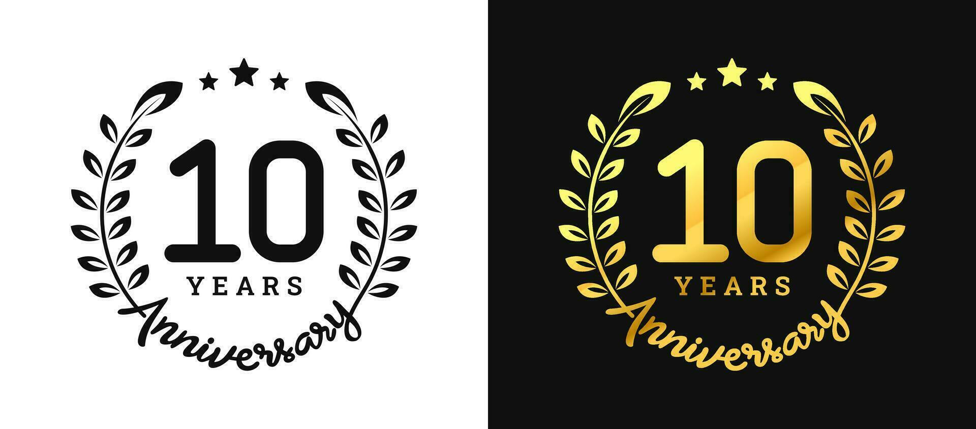 Anniversary 10 gold numbers. Minimalist design template, modern, elegant celebrating anniversary event. label, vector, sign, illustration, banner, symbol, icon, design, sticker, tag, badge, element vector