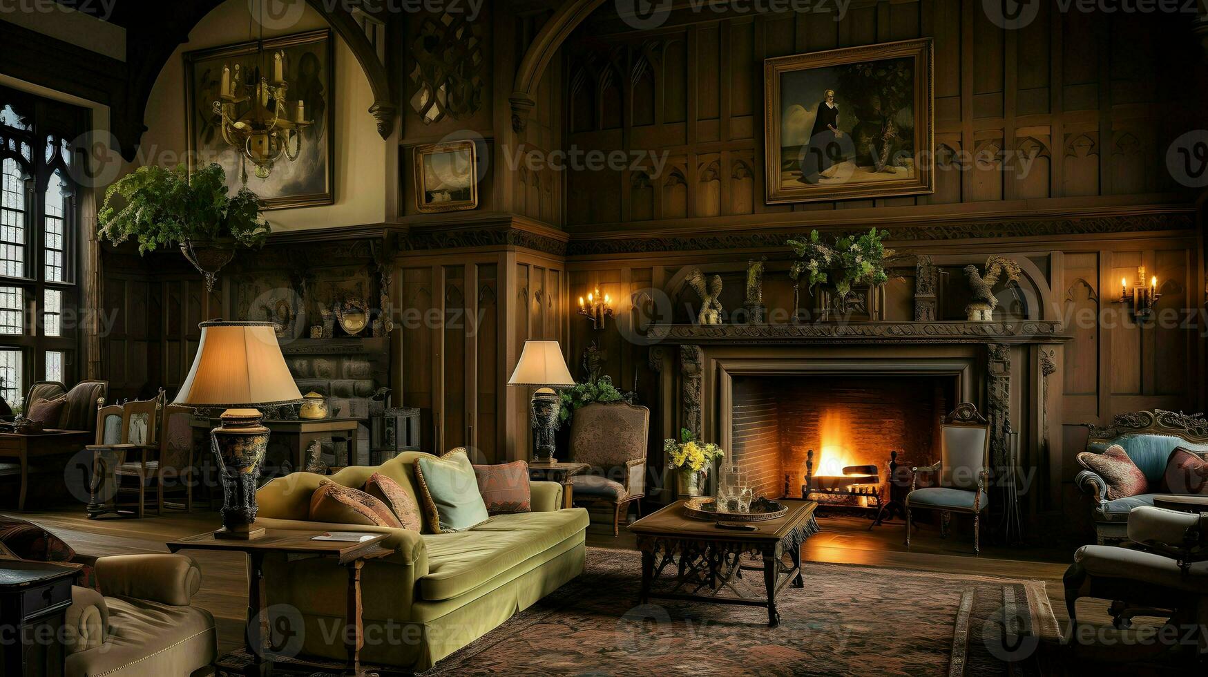 Beautiful Interior design, room background wallpaper, Generative AI photo
