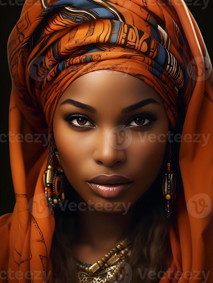 African black woman portrait, cute girl stock photo background, Generative AI