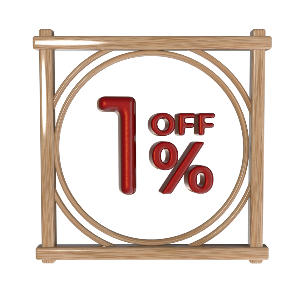 1 percent off with frame 3D render png