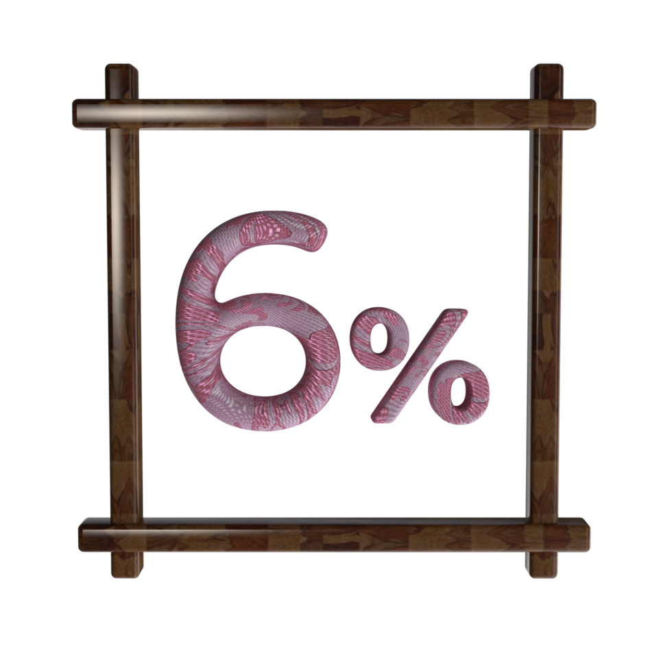 6 percent with frame 3D render png