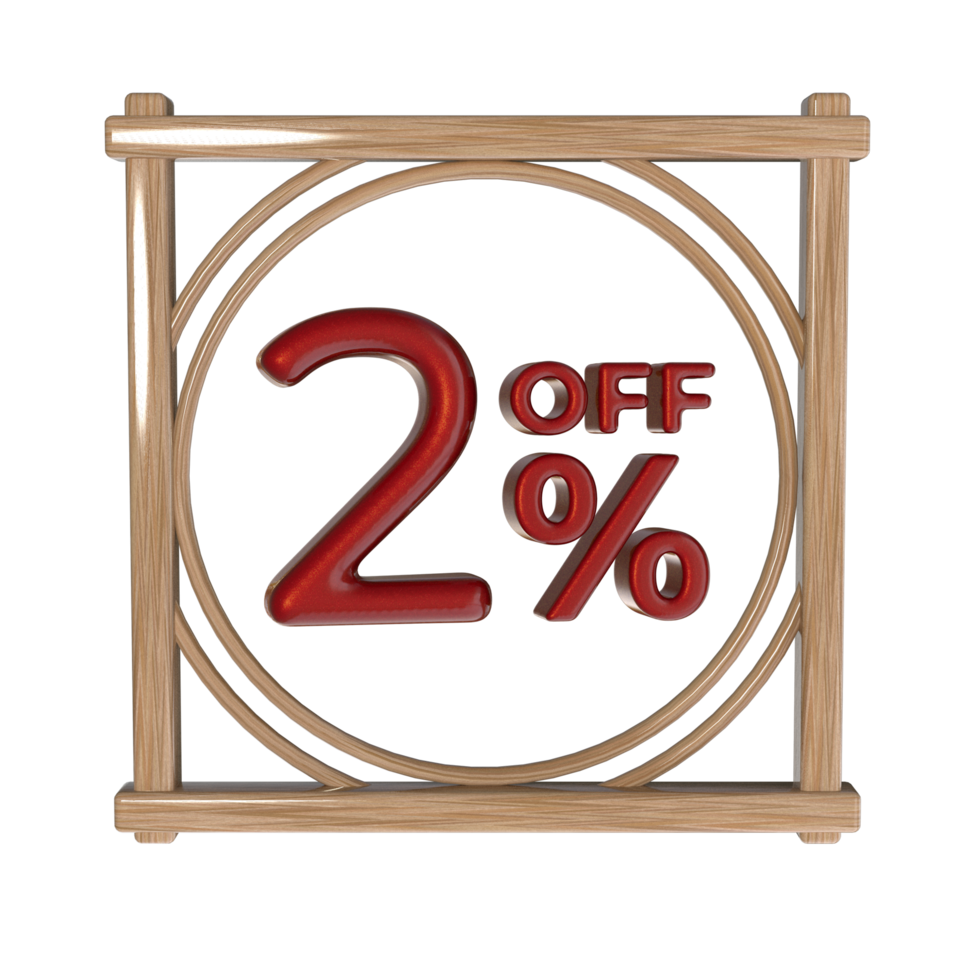 2 percent off with frame 3D render png