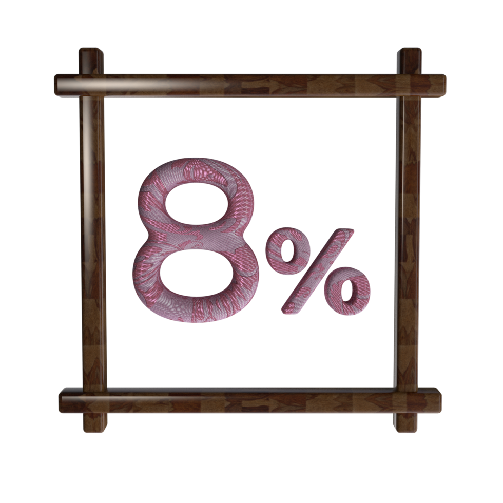 8 percent with frame 3D render png