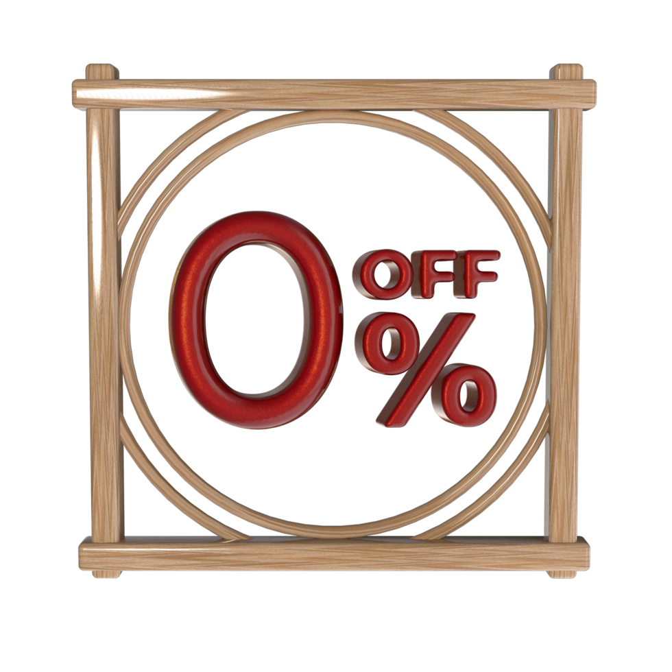 0 percent off with frame 3D render png