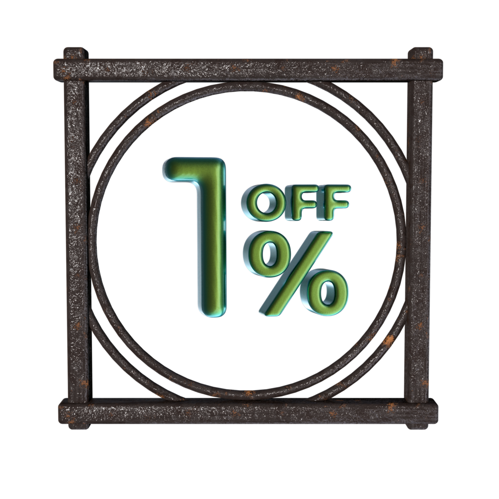 1 percent off with frame 3D render png