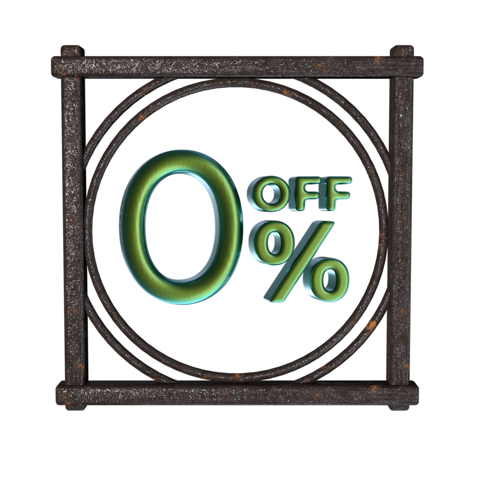 0 percent off with frame 3D render png