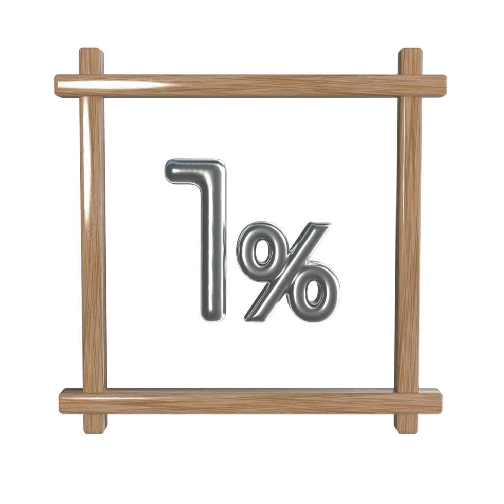 1 percent with frame 3D render png