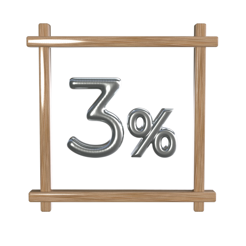 3 percent with frame 3D render png