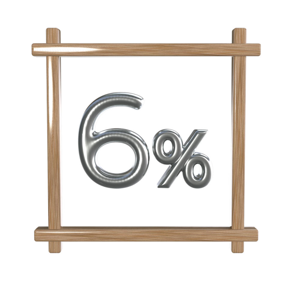 6 Percent With Frame 3D Render 29089874 PNG