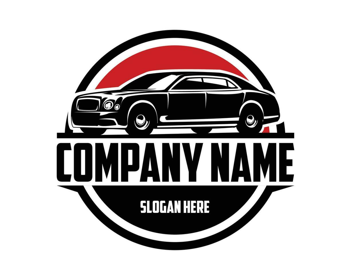 car logo. isolated white background appears from the side with a view of the forest and twilight. best for badges, emblems, car industry. available in eps 10 vector