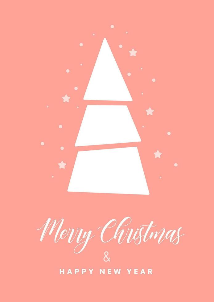 tarjeta de felicitación de navidad con árbol de navidad vector